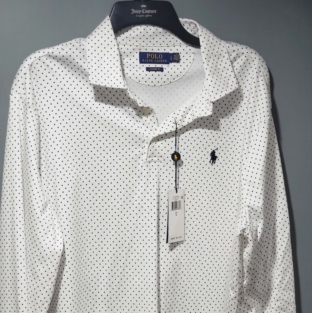 Polo Ralph Lauren Men's Polka Dot Classic Fit Long Sleeve Polo Shirt
